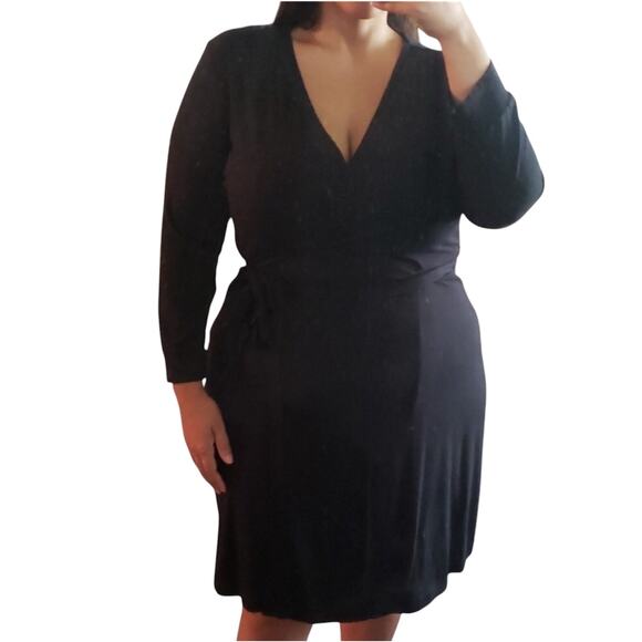 Wendy Williams Dresses & Skirts - Wendy Williams Women Plus Size Wrap Dress Sz. 3x Black NWT  3/4 Length Sleeve
